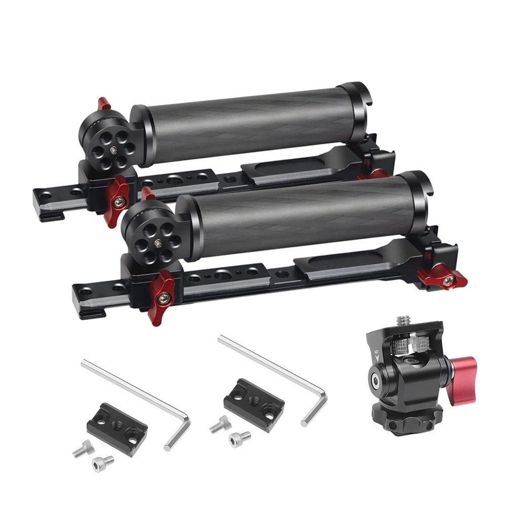 FEICHAO Handheld Gimbal Handle Grip Foldable with Rail Adapter Mount Compatible with RS2 RSC2 RS3 Pro RS 4 Pro Stabilizer (Combo B)