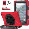 360 Rotatable case for Fire7 2022 12th Generation 7 '' Detachable Shoulder Strap/Hand Strap/Rotating Kickstand Shockproof dustproof Sturdy Protective case (Fire7 2022, Red) view 1
