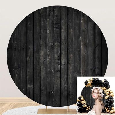 OERJU 6x6ft Black Wood Board Round Backdrop Vintage Rustic Wooden Plank Circle Photography Background Adult Kids Birthday Baby Shower Party Decorations Banner Photo Studio Shoot Props