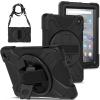 360 Rotatable case for Fire7 2022 12th Generation 7 '' Detachable Shoulder Strap/Hand Strap/Rotating Kickstand Shockproof dustproof Sturdy Protective case (Fire7 2022, Black) view 1