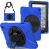 360 Rotatable case for Fire7 2022 12th Generation 7 '' Detachable Shoulder Strap/Hand Strap/Rotating Kickstand Shockproof dustproof Sturdy Protective case (Fire7 2022,Blue) view 1