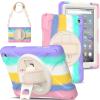 360 Rotatable case for Fire7 2022 12th Generation 7 '' Detachable Shoulder Strap/Hand Strap/Rotating Kickstand Shockproof dustproof Sturdy Protective case (Fire7 2022, Rainbow Pink) view 1
