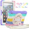360 Rotatable case for Fire7 2022 12th Generation 7 '' Detachable Shoulder Strap/Hand Strap/Rotating Kickstand Shockproof dustproof Sturdy Protective case (Fire7 2022, Rainbow Pink) view 3