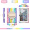 360 Rotatable case for Fire7 2022 12th Generation 7 '' Detachable Shoulder Strap/Hand Strap/Rotating Kickstand Shockproof dustproof Sturdy Protective case (Fire7 2022, Rainbow Pink) view 4