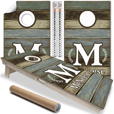 Cornhole Board Wraps & Decals Cornhole Wraps for Boards Set of 2 Corn Hole Decal, 20+ Designs Professional Cornhole Decal for Boards Covers Sticker Cornhole Vinyl Wraps (Family Initial Personalized)