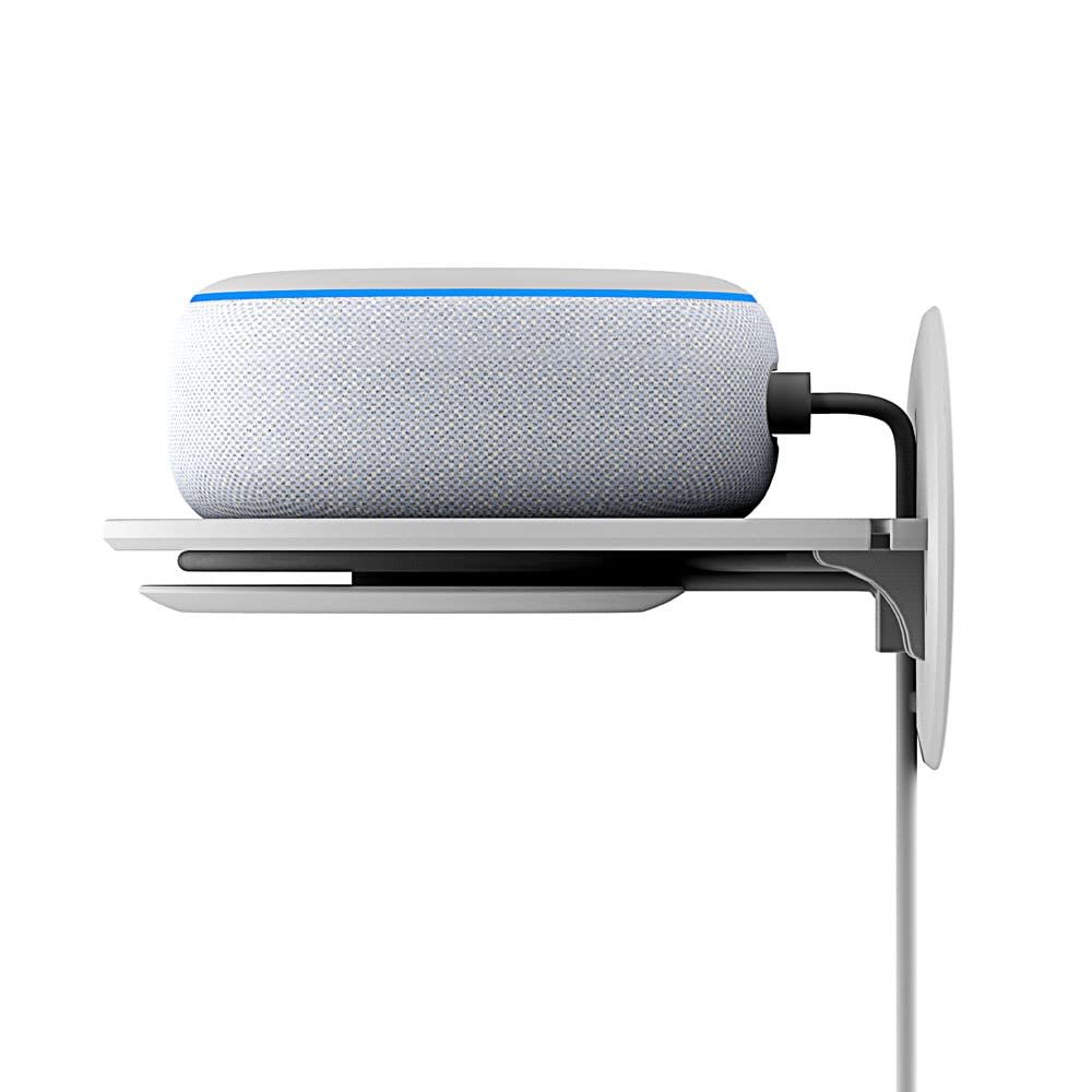 Aokicase For Amazon Echo Dot 4 Wall Mount Stand Accessories with Integrated Cable Management, No Screws Required, Speaker Accessories Rack (Amazon Echo Dot 4, White) A335