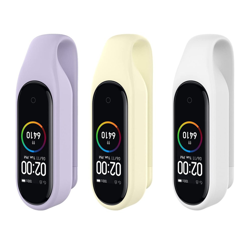 Xiaomi MI Band 7/7 NFC/6/6 NFC/5/5 NFC Clip Holder Case Replacement Soft Silicone Strap Accessories for Amazfit Band 5 Clip Case Accessory (Purple,Yellow,White)