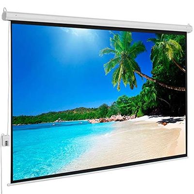 100" 4:3 80" x 60" Viewing Area Motorized Projector Screen with Remote Control Matte White