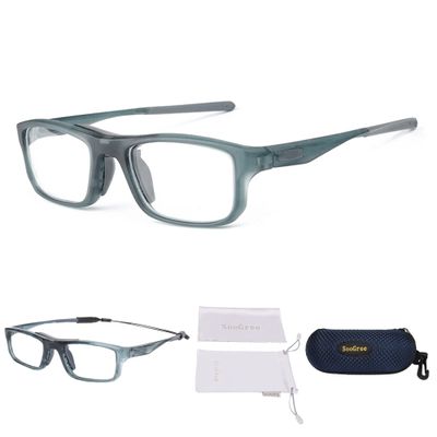 SooGree Sports Goggles Glasses Football Soccer Safety Glasses Goggles Adjustable Strap Interchangeable Temples for Men Youth (Gray frame gray pad)