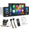 1 Din 5" Touch Screen Bluetooth Car Stereo Media Receiver Apple CarPlayer Android Auto Car Radio with Support Hands Free Calling FM SWC USB AUX Mirror Link + 12 LED Backup Camera view 1