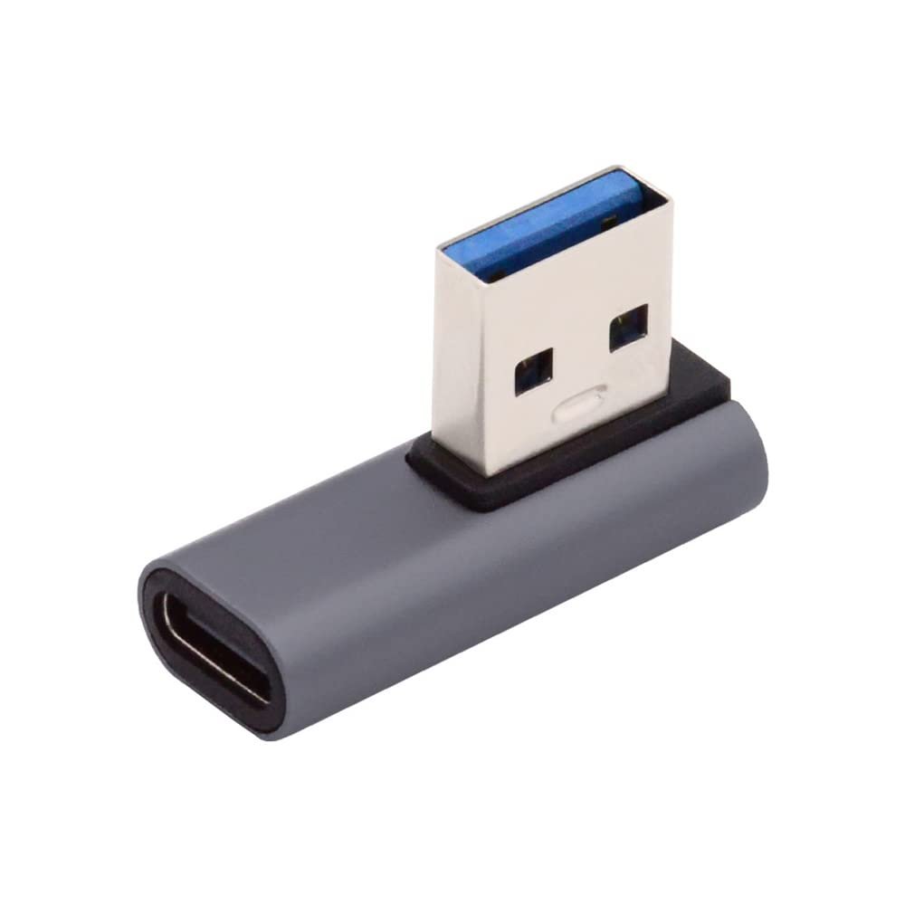 Cablecc USB-C Type C Female 90 Degree Left Angled Low Profile to USB 3.0 A Male Data Adapter for Laptop Desktop