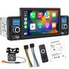 1 Din Apple CarPlayer Android Auto Stereo Media Receiver 5" Touch Screen Car Radio with Support Bluetooth Hands Free Calling FM SWC USB AUX Mirror Link + 8 LED Backup Camera view 1
