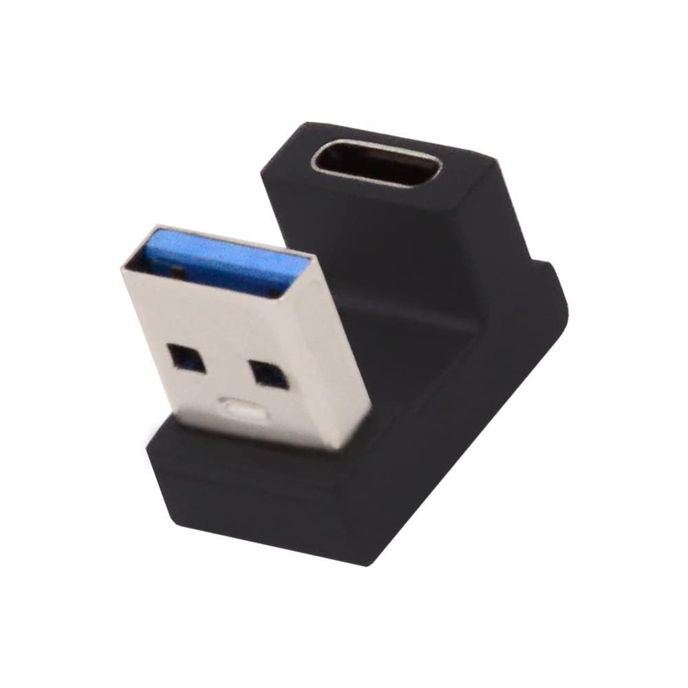 Cablecc USB-C Type C Female Back Angled Opposite U Shape to USB 3.0 A Male Data Adapter for Laptop Desktop