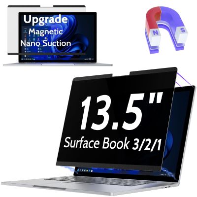 Peslv Magnetic Privacy Screen for Surface Book 3/2/1 13.5 Inch, Removable Anti Blue Light Glare Filter, Black Security Private Apy Block Protector