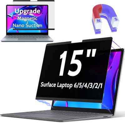 Peslv Magnetic Privacy Screen Surface Laptop 6/5/4/3/2/1 15 Inch, Removable Anti Blue Light Glare Filter, Black Security Private Apy Block Protector