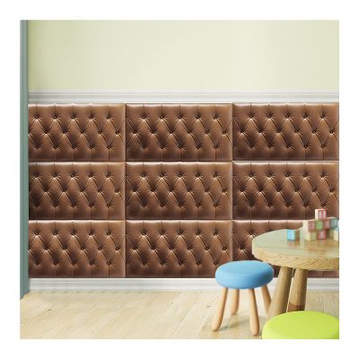 Anti-Collision Wall Stickers, Home Self-Adhesive Waterproof Soft Wall Mat, 3D Self-Adhesive Wall Panel, for Children's Bedroom (Color : Brown, Size : 15pcs)