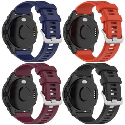 TenCloud 4-Pack Bands Compatible with Garmin Forerunner 955/955 Solar Running Smartwatch Replacement Silicone Strap No Fading Sport Wristbands for Garmin Forerunner 955 Solar (Black+Nave Blue+Wine Red+Orange)