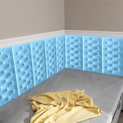 Anti-Collision Wall Stickers, Home Self-Adhesive Waterproof Soft Wall Mat, 3D Self-Adhesive Wall Panel, for Children's Bedroom (Color : Blue, Size : 8pcs)