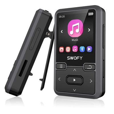 32GB mp3 Player witha 5.0 Mini Portable Wearable mp3 Player with FM Radio Recording Digital Music Player with Pedometer mp3 & mp4 Player for Sports, max 128GB TF Card(Black)