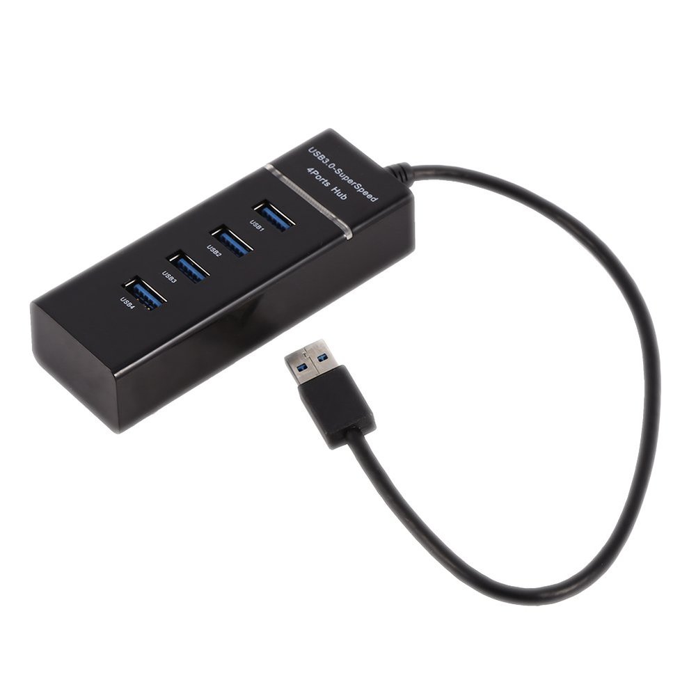 4 Port USB 3.0 Portable High Speed Hub Converter Adapter Extender for Card Reader,Support 7/8, /Vista/ OS (Black)
