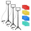 Andoer 3 Pack USB LED Video Light Kit Photography Light 3200K-5500K 120pcs Beads 14-Level Dimmable with 148cm/58in Adjustable Height Tripod Stand 5pcs Filters Triple Cold Shoe Mount for Video Live view 2