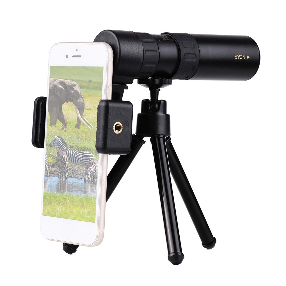 Andoer 10X-300X Mini Monocular Telescope BAK4 Prisms Life Water-Resistant with Phone Holder Mini Tripod Stand Carry Bag for Watching Scenery Bird Wildlife Concert Sports Events