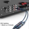 DteeDck RCA Splitter 1 Male 2 Female 5 Pack, RCA Y Splitter RCA Cable Audio Video Splitter Adapter Extension Cord 0.2M/0.65ft for Subwoofer Speaker view 2
