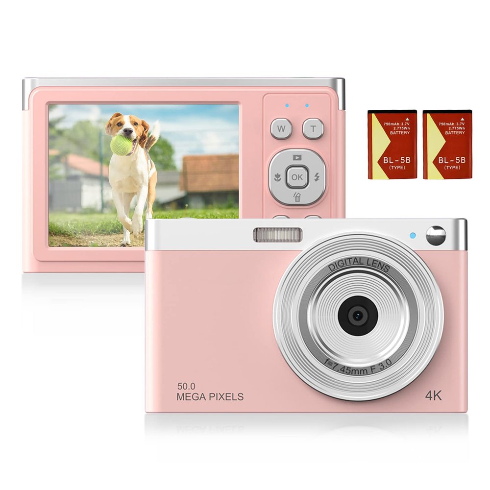 Andoer Compact 4K Digital Camera Video Camcorder 50MP 2.88 Inch IPS Screen Auto Focus 16X Zoom Anti-Shake Face Detact Smile Capture Flash Built-in with 2pcs Batteries Carrying Bag