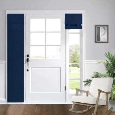 WdFour Small French Door Curtains with Silky Feel Thermal Insulated Noise Reducing Blackout Curtains for Glass Door Office (12W x 70L, 1 Panel, Navy Blue)