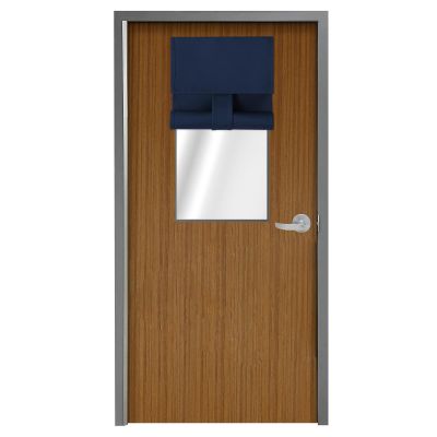 WdFour Small French Door Curtains with Silky Feel Thermal Insulated Noise Reducing Blackout Curtains for Classroom Door Curtains (12W x 40L, 1 Panel, Navy Blue)