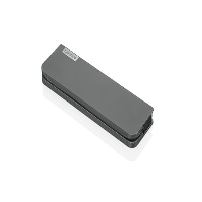 Lenovo USB-C Mini Dock, 7-in-1 Portable Dock with HDMI, VGA, USB-C, USB 3.1, USB 2, 3.5mm Audio, Ethernet, 45W Charging, Grey, Compatible with Lenovo & Apple Laptops