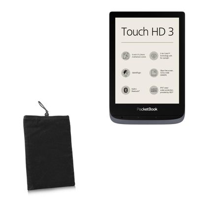 BoxWave Case Compatible with Pocketbook Touch HD 3 - Velvet Pouch, Soft Velour Fabric Bag Sleeve with Drawstring - Jet Black