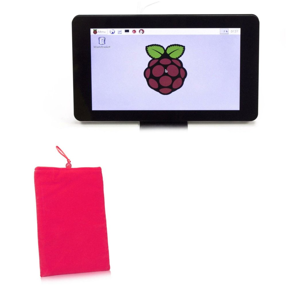 BoxWave Case Compatible with Raspberry Pi Touchscreen Display - Velvet Pouch, Soft Velour Fabric Bag Sleeve with Drawstring - Cosmo Pink