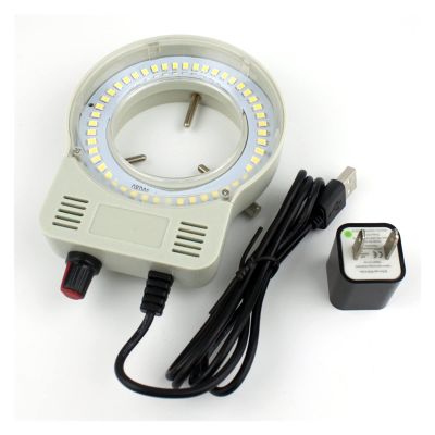 Lab Microscope Slides Blue LED Output Adjustable Ring Light for Industry Stereo Microscope Camera Magnifier Light Source Iluminator Lamp Microscope Parts (Color : White with Adapter)
