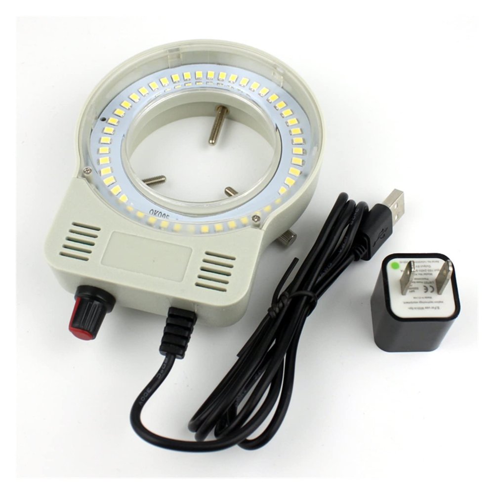Lab Microscope Slides Blue LED Output Adjustable Ring Light for Industry Stereo Microscope Camera Magnifier Light Source Iluminator Lamp Microscope Parts (Color : White with Adapter)