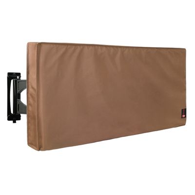 iBirdie Outdoor TV Cover 52 to 55 inch Weatherproof, Cover Size 52''L x 31''H, Waterproof for Outside Flat Screen 52 to 55 inch TV, Brown, 600D Thick Fabric Screen Protector with Bottom