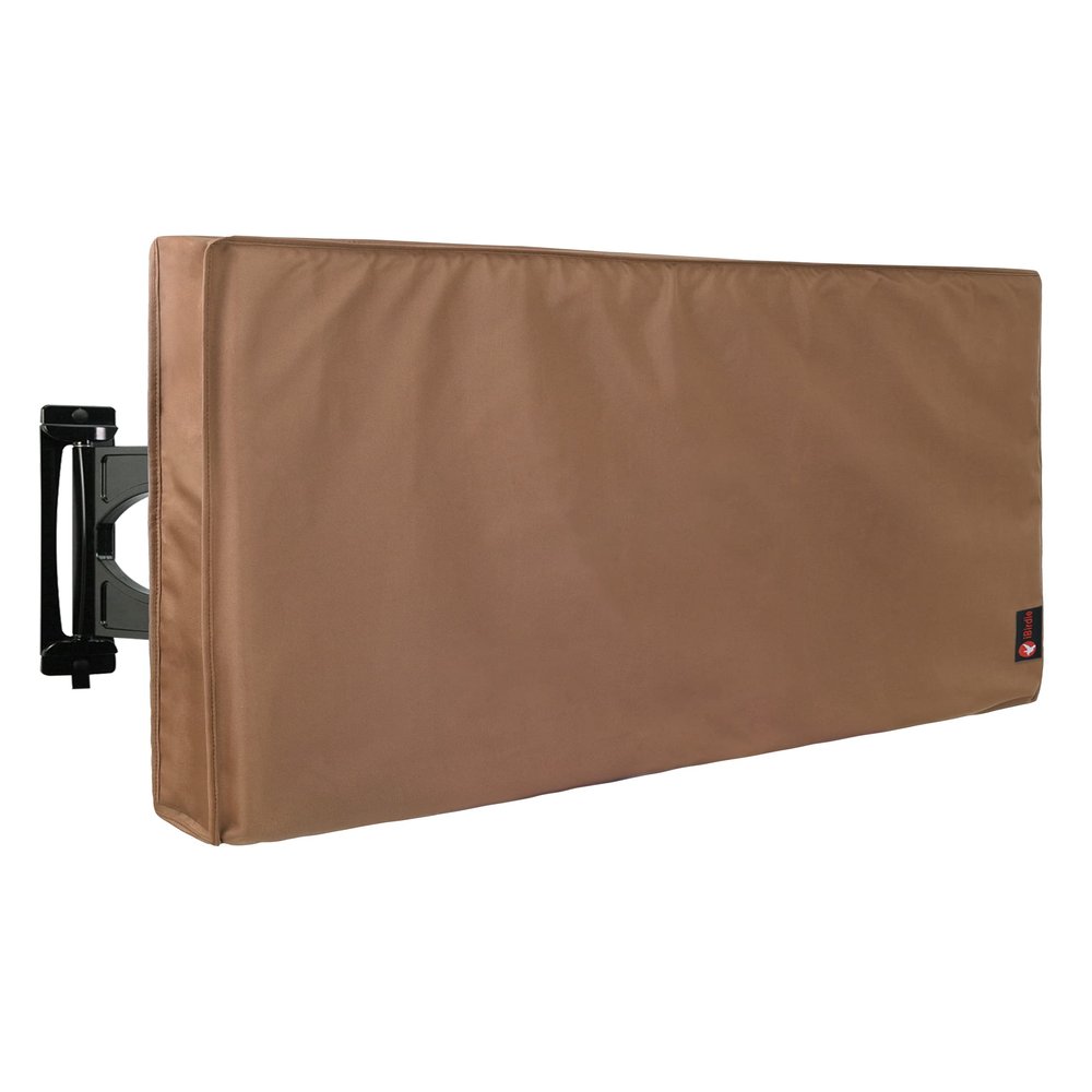 iBirdie Outdoor TV Cover 52 to 55 inch Weatherproof, Cover Size 52''L x 31''H, Waterproof for Outside Flat Screen 52 to 55 inch TV, Brown, 600D Thick Fabric Screen Protector with Bottom