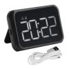 Pssopp Mirror Clock Voice Control LED Digital Alarm Clock Compact Modern Desk Digital Clock with USB Port for Deep Sleepers Kids Elderly Home Office view 1