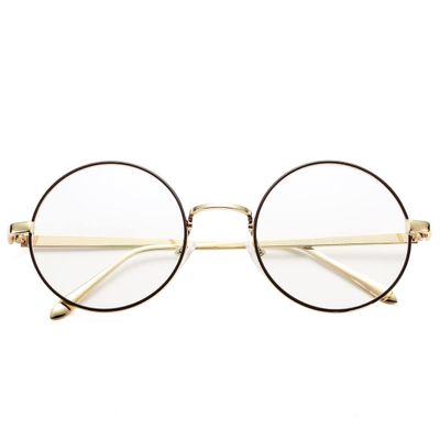 Pro Acme Retro Round Metal Frame Clear Lens Glasses Blue Light Blocking (Gold Line Frame/Clear Lens)