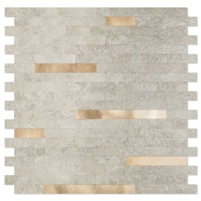 LONGKING 10-Sheet Peel and Stick Backsplash Tile, PVC Stick on Tile for Kitchen, Bathroom Vanities, Fireplace Dcor - Ecru Slate