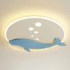LAKIQ Kids Room Ceiling Chandelier Lovely Blue Whale Shape LED Flush Mount Ceiling Light Fixture Baby Room Ceiling Lighting for Boys Girls Bedroom Children Room (Remote Control Stepless Dimming) view 3