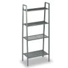 Fadidio Garage Shelf Storage Ladder Shelf Rack 4-Tier Metal Bookcase Storage Rack Shelves 46 Leaning Shelf Mesh Deck for Bathroom Living Room Display Stand Waterproof Outdoor Coat Paint Silver Grey view 1