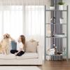 Fadidio Garage Shelf Storage Ladder Shelf Rack 4-Tier Metal Bookcase Storage Rack Shelves 46 Leaning Shelf Mesh Deck for Bathroom Living Room Display Stand Waterproof Outdoor Coat Paint Silver Grey view 2
