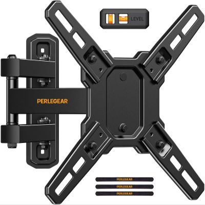Perlegear Full Motion TV Wall Mount for 13-42 inch Flat or Curved TVs & Monitors up to 55 lbs, Wall Mount TV Bracket with Articulating Arm, Swivel, Tilt, Extension TV Mount, Max VESA 200x200mm, PGSF6