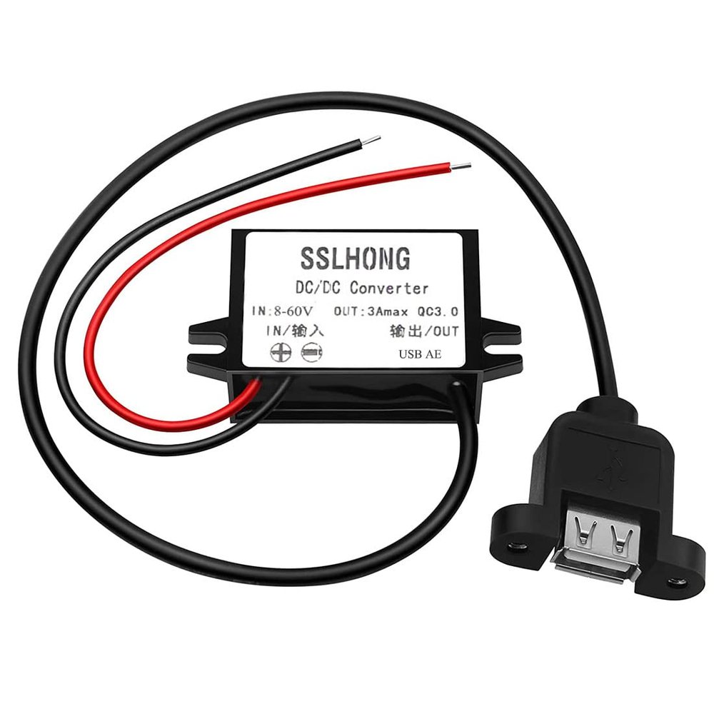 SSLHONG DC DC 8-60V to 5V QC 3.0 USB A with Ear Output 3A/15W Power Adapter Converter Step Down Voltage Regulator Transformer Module Charger