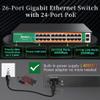 Reidubo 24 Port Gigabit PoE Switch with 2 Uplink Gigabit Ethernet Ports, 400W, Unmanaged,19-inch Rackmount, VLAN, 802.3af/at, Fanless Silent Operation, Compatible with AP WiFi6, PoE Cameras view 2