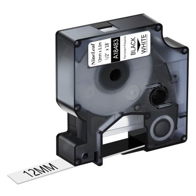 NineLeaf 40 Pack Compatible Industrial Label Tape Replacement for DYMO Rhino 18483 Black on White 12mm Permanent Polyester Label Tapes 1/2" x 18' for Rhino 5200 4200 1000 3000 5000 6000 Label Makers
