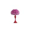 ORE International 18.25" in Medium Pink Feather Aquina Glaze Red Metal Contour Glam Table Lamp view 1