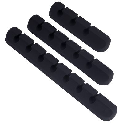 GORGECRAFT 3Pcs Cable Holder Clips Silicone Adhesive Data Line Management Organizer for Mouse Power Cord USB Wire Phone PC Cable Office Home Table Storage Supplies(with 7/5/3 Slots), Black