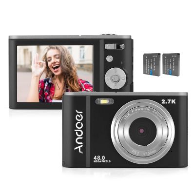 Andoer Portable Digital Camera 48MP 2.7K 2.88" IPS Screen 16X Zoom Auto Focus Self-Timer Extended Memory 128GB Face Detection Anti-Shake